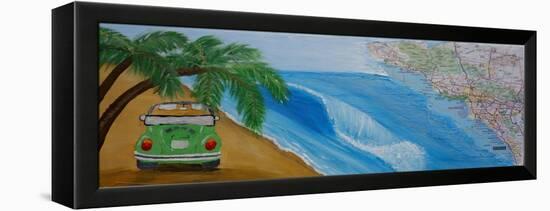 The VW Bug Series - The Travel the World VW Bug in California-Martina Bleichner-Framed Stretched Canvas