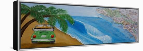 The VW Bug Series - The Travel the World VW Bug in California-Martina Bleichner-Framed Stretched Canvas
