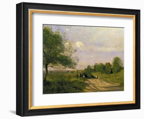 The Wagon, Souvenir of Saintry, 1874-Jean-Baptiste-Camille Corot-Framed Giclee Print