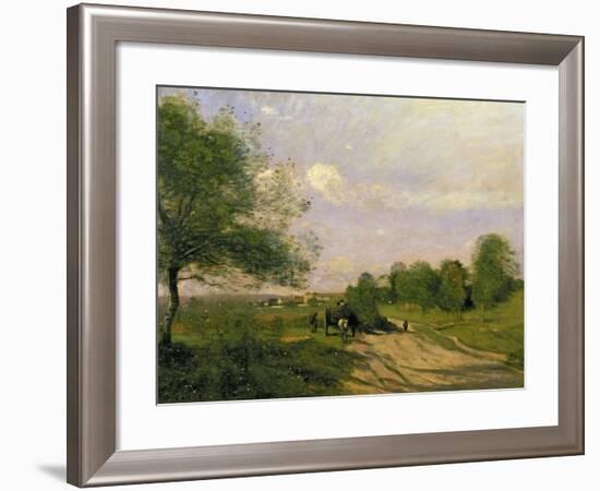 The Wagon, Souvenir of Saintry, 1874-Jean-Baptiste-Camille Corot-Framed Giclee Print