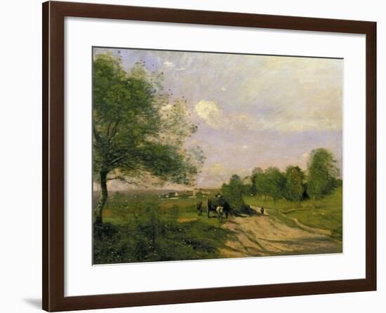 The Wagon, Souvenir of Saintry, 1874-Jean-Baptiste-Camille Corot-Framed Giclee Print