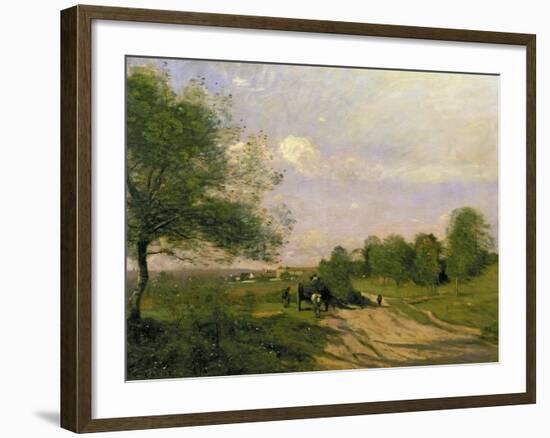 The Wagon, Souvenir of Saintry, 1874-Jean-Baptiste-Camille Corot-Framed Giclee Print