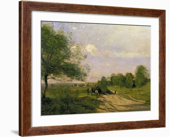 The Wagon, Souvenir of Saintry, 1874-Jean-Baptiste-Camille Corot-Framed Giclee Print