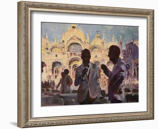 The Waiters Conversation-Jeri Ireland-Framed Art Print