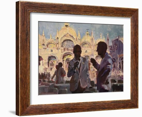 The Waiters Conversation-Jeri Ireland-Framed Art Print