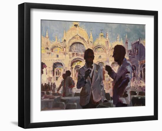 The Waiters Conversation-Jeri Ireland-Framed Art Print