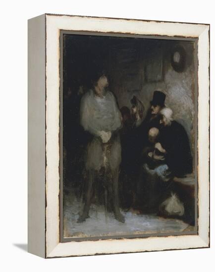 The Waiting Room, 1850, by Honore Daumier (1808-1879), Oil on Paper, 30X24 Cm. France, 19th Century-Honore Daumier-Framed Premier Image Canvas