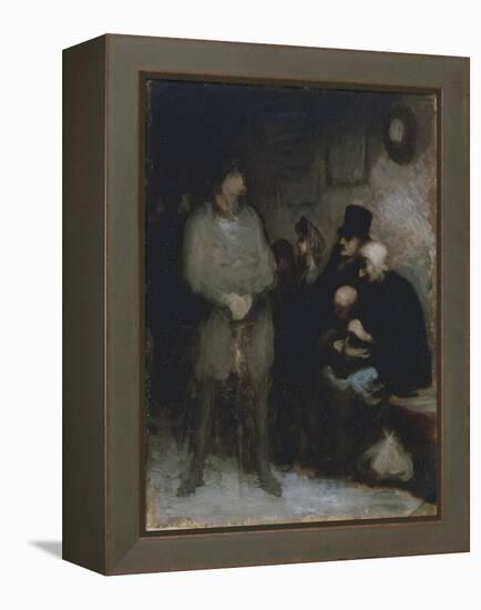 The Waiting Room, 1850, by Honore Daumier (1808-1879), Oil on Paper, 30X24 Cm. France, 19th Century-Honore Daumier-Framed Premier Image Canvas