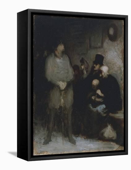 The Waiting Room, 1850, by Honore Daumier (1808-1879), Oil on Paper, 30X24 Cm. France, 19th Century-Honore Daumier-Framed Premier Image Canvas