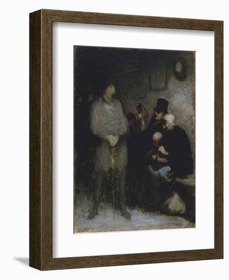 The Waiting Room, 1850, by Honore Daumier (1808-1879), Oil on Paper, 30X24 Cm. France, 19th Century-Honore Daumier-Framed Giclee Print