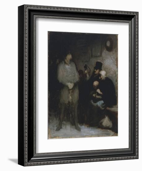 The Waiting Room, 1850, by Honore Daumier (1808-1879), Oil on Paper, 30X24 Cm. France, 19th Century-Honore Daumier-Framed Giclee Print