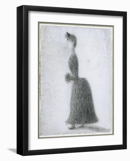 The Walker with a Muff, C.1884-Georges Seurat-Framed Giclee Print