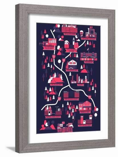 The Walking Dead Map-Robert Farkas-Framed Premium Giclee Print