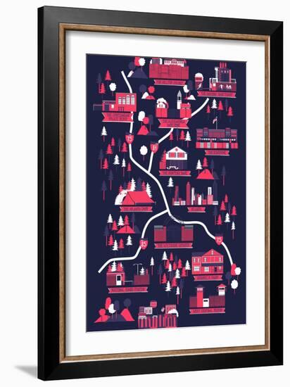 The Walking Dead Map-Robert Farkas-Framed Premium Giclee Print