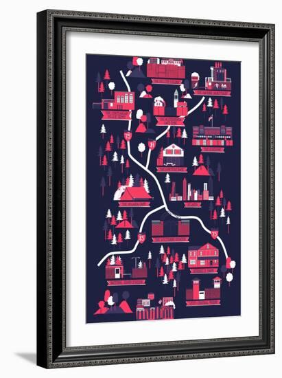 The Walking Dead Map-Robert Farkas-Framed Premium Giclee Print