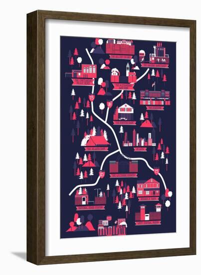 The Walking Dead Map-Robert Farkas-Framed Art Print