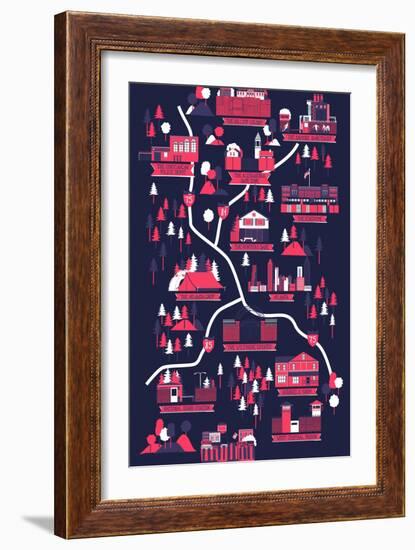 The Walking Dead Map-Robert Farkas-Framed Art Print