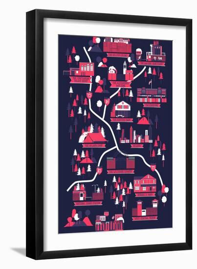 The Walking Dead Map-Robert Farkas-Framed Art Print