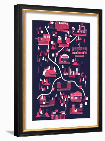 The Walking Dead Map-Robert Farkas-Framed Art Print