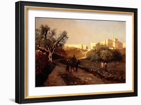 The Walls of Jerusalem, 1874 (Oil on Panel)-Edwin Lord Weeks-Framed Giclee Print