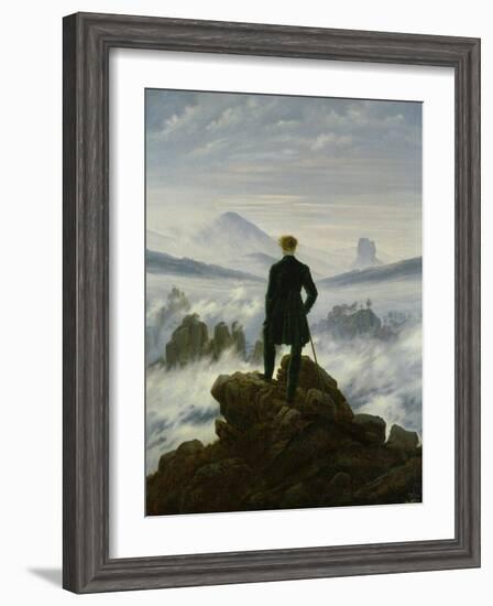 The Wanderer Above the Sea of Fog, about 1818-Caspar David Friedrich-Framed Premium Giclee Print