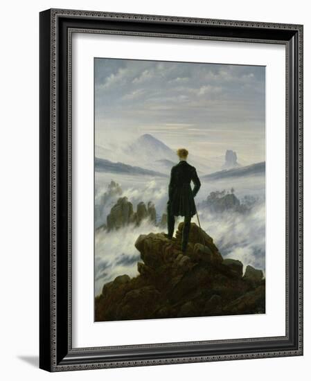 The Wanderer Above the Sea of Fog, about 1818-Caspar David Friedrich-Framed Premium Giclee Print