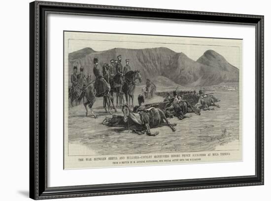 The War Between Servia and Bulgaria, Cavalry Manoeuvres before Prince Alexander at Mala Tirnova-Maksymiljan Antoni Piotrowski-Framed Giclee Print