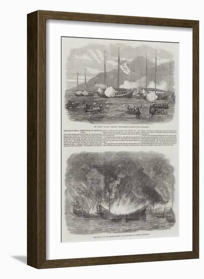 The War in China, Destruction of Piratical Junks-null-Framed Giclee Print