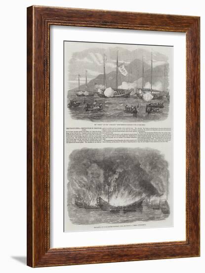 The War in China, Destruction of Piratical Junks-null-Framed Giclee Print