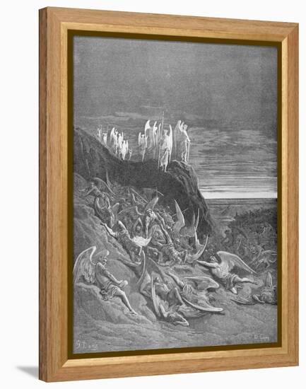 The War in Heaven, from Book VI of 'Paradise Lost' by John Milton (1608-74) Engraved by A. Ligny,…-Gustave Doré-Framed Premier Image Canvas