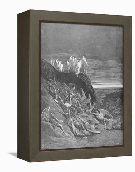 The War in Heaven, from Book VI of 'Paradise Lost' by John Milton (1608-74) Engraved by A. Ligny,…-Gustave Doré-Framed Premier Image Canvas