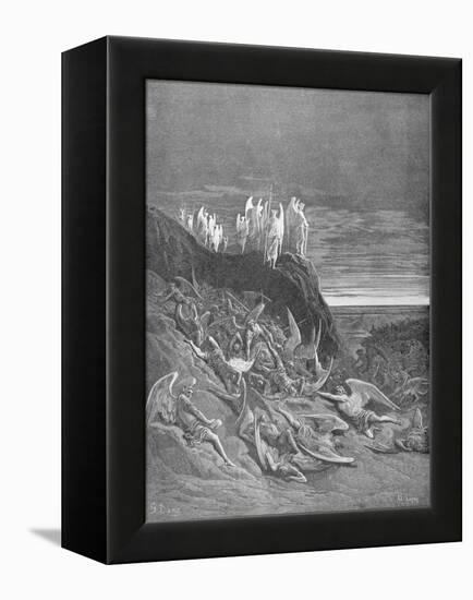 The War in Heaven, from Book VI of 'Paradise Lost' by John Milton (1608-74) Engraved by A. Ligny,…-Gustave Doré-Framed Premier Image Canvas