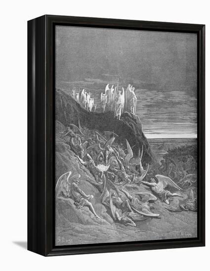 The War in Heaven, from Book VI of 'Paradise Lost' by John Milton (1608-74) Engraved by A. Ligny,…-Gustave Doré-Framed Premier Image Canvas