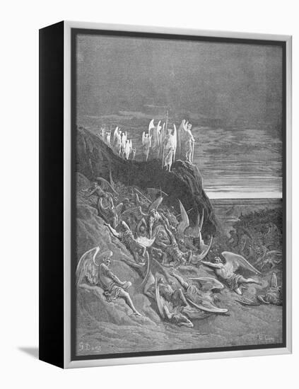 The War in Heaven, from Book VI of 'Paradise Lost' by John Milton (1608-74) Engraved by A. Ligny,…-Gustave Doré-Framed Premier Image Canvas