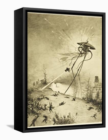 The War of the Worlds, a Martian Fighting-Machine is Destroyed by a Hit from a Shell-Henrique Alvim Corr?a-Framed Premier Image Canvas