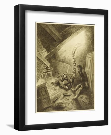 The War of the Worlds, a Martian Handling-Machine, Finds a Victim-Henrique Alvim Corr?a-Framed Art Print