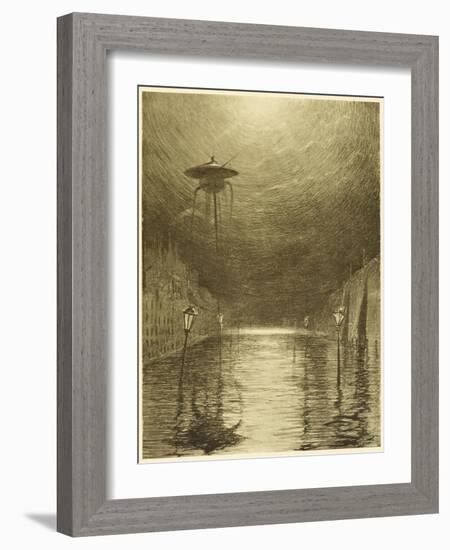 The War of the Worlds, a Martian Machine Over the Flooding Thames-Henrique Alvim Corr?a-Framed Photographic Print