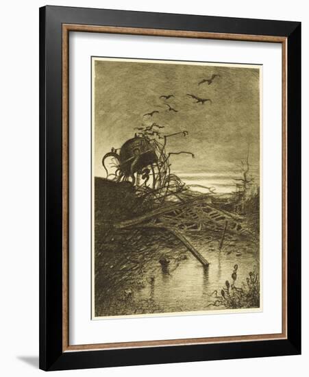 The War of the Worlds a Wrecked Martian Handling- Machine-Henrique Alvim Corr?a-Framed Art Print