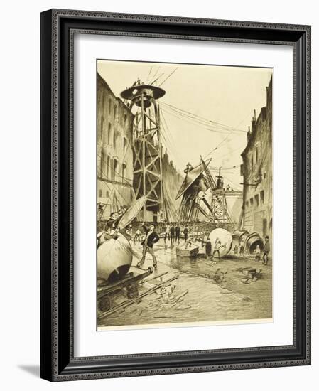 The War of the Worlds, after the Death of the Martian Invaders Londoners Examine Their Machines-Henrique Alvim Corr?a-Framed Photographic Print