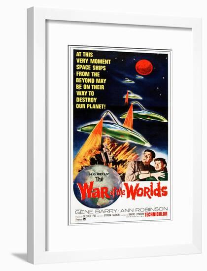 The War of the Worlds, Bottom from Left: Gene Barry, Ann Robinson on 1965 Poster Art, 1953-null-Framed Art Print