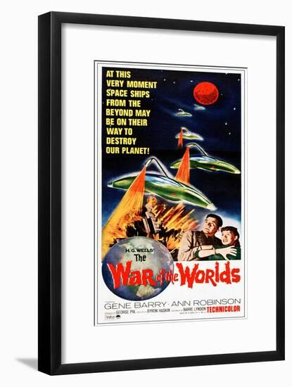 The War of the Worlds, Bottom from Left: Gene Barry, Ann Robinson on 1965 Poster Art, 1953-null-Framed Art Print