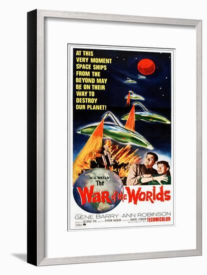 The War of the Worlds, Bottom from Left: Gene Barry, Ann Robinson on 1965 Poster Art, 1953-null-Framed Art Print