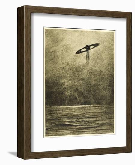 The War of the Worlds, The Martian Flying-Machine Over the English Channel-Henrique Alvim Corr?a-Framed Art Print