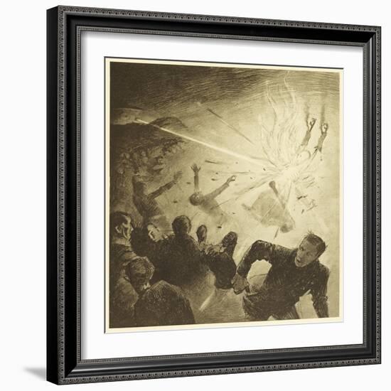 The War of the Worlds, The Martians, Heat-Ray Disperses the Crowd-Henrique Alvim Corr?a-Framed Art Print