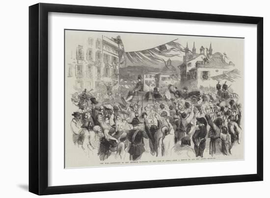 The War, Reception of the Emperor Napoleon in the City of Genoa-null-Framed Giclee Print