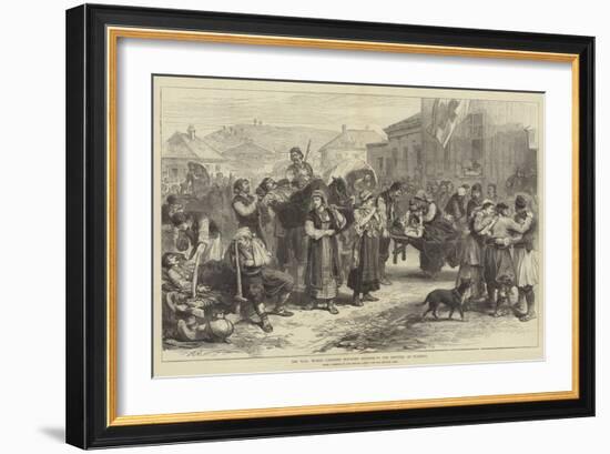 The War, Women Carrying Wounded Soldiers to the Hospital at Ivanitza-Alfred William Hunt-Framed Giclee Print