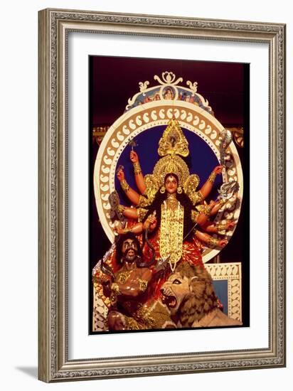 The Warrior Goddess Durga Slaying the Demon Mahesasura-null-Framed Giclee Print