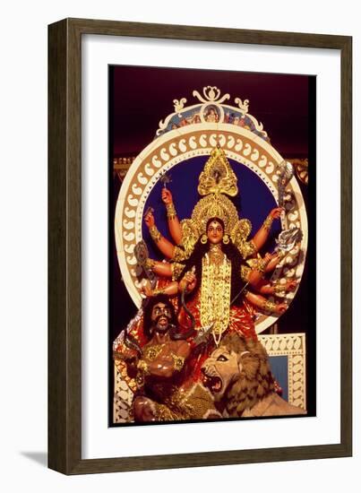 The Warrior Goddess Durga Slaying the Demon Mahesasura-null-Framed Giclee Print