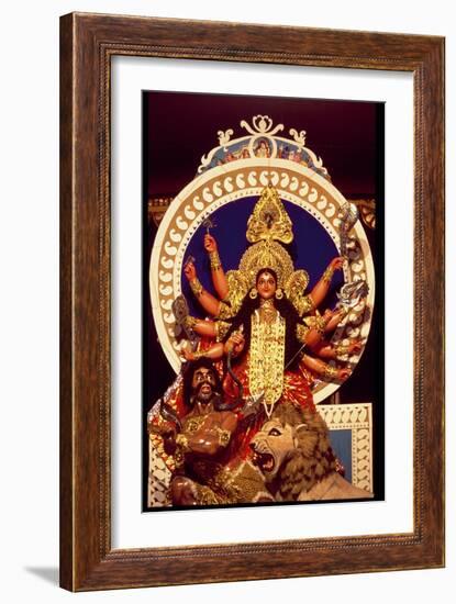 The Warrior Goddess Durga Slaying the Demon Mahesasura-null-Framed Giclee Print