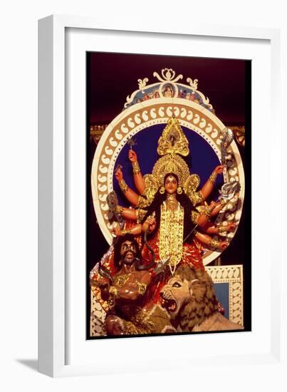 The Warrior Goddess Durga Slaying the Demon Mahesasura-null-Framed Giclee Print